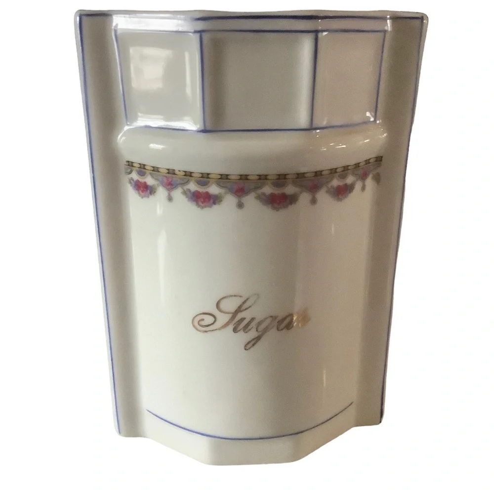 Vintage /antique porcelain ceramic white canister w/lid Sugar canister.Germany